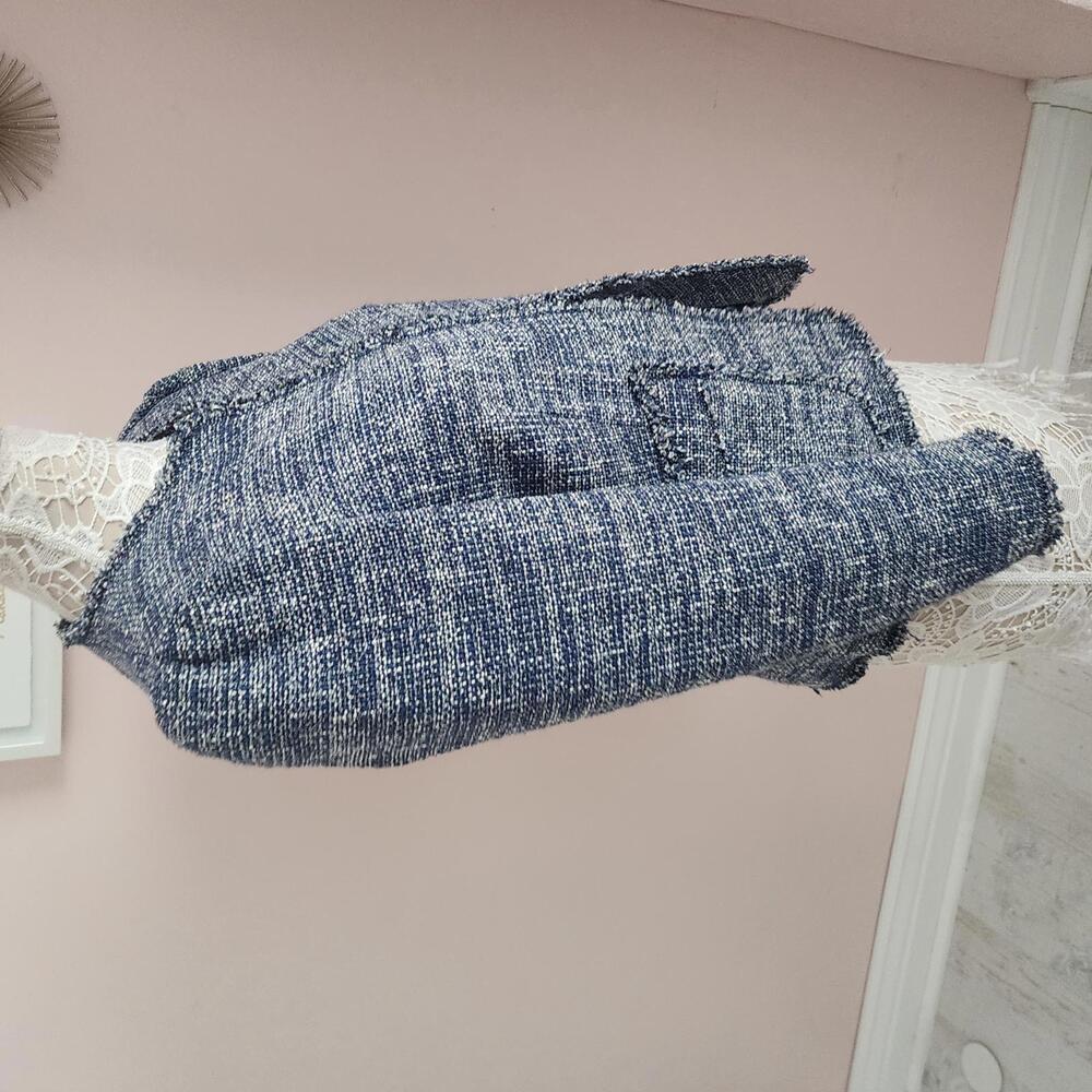 EUC Rebecca Taylor Blue White Textured lined Blazer Jacket 4 - Picture 3 of 9